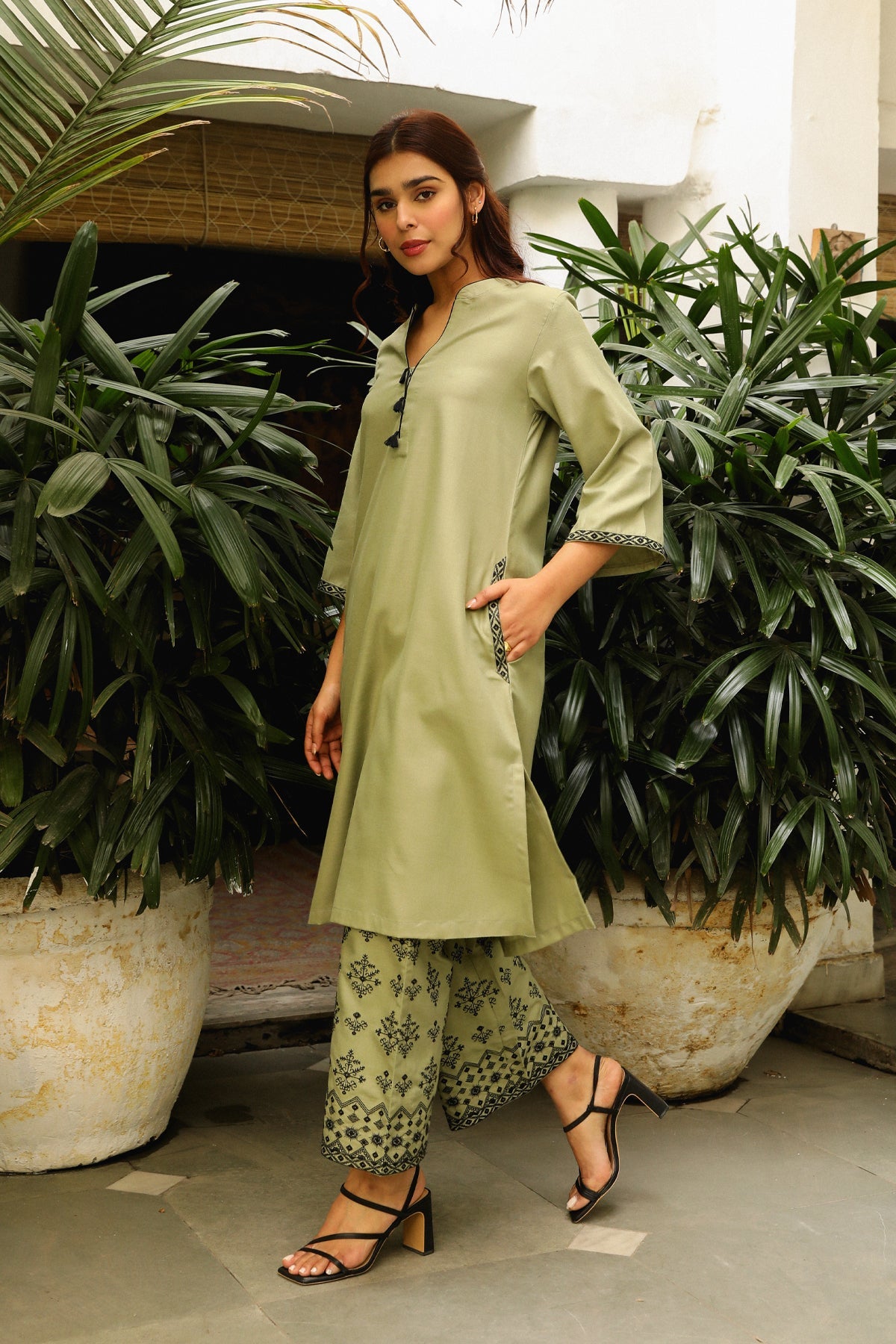 Sanditti Sage Green Embroidered Set