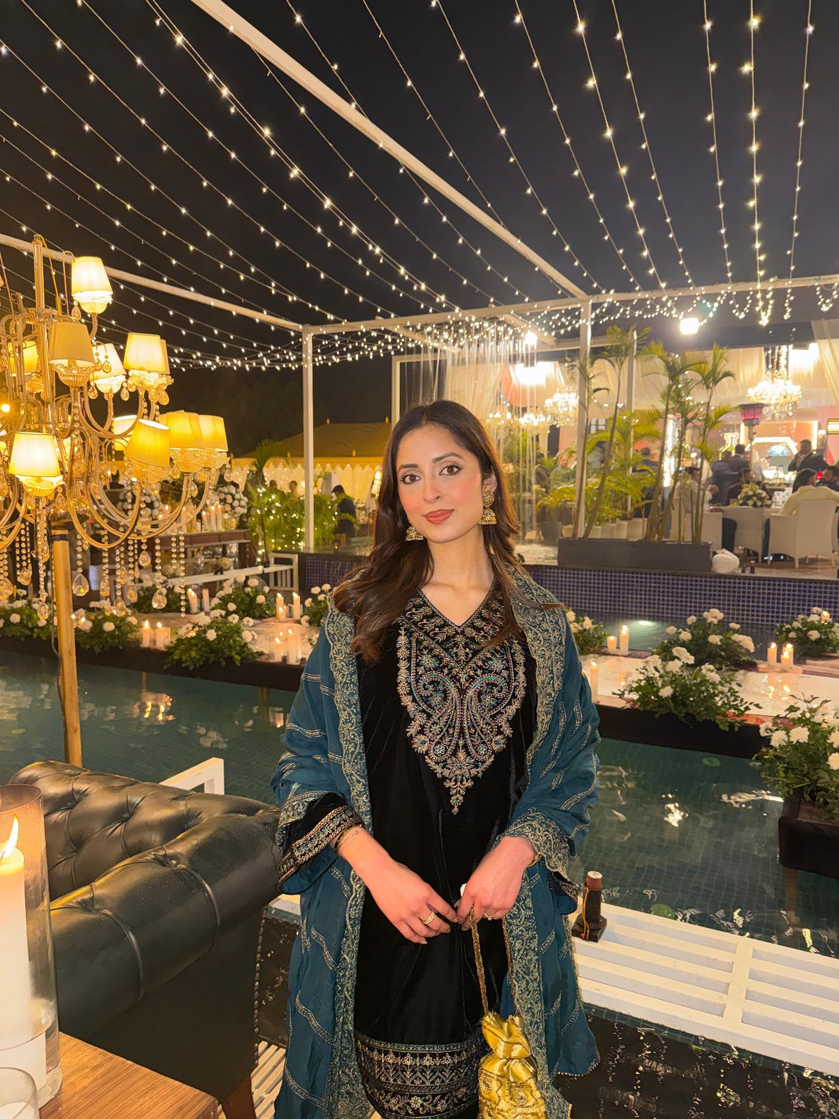 Sanditti Aafreen Black Velvet Embroidered Set