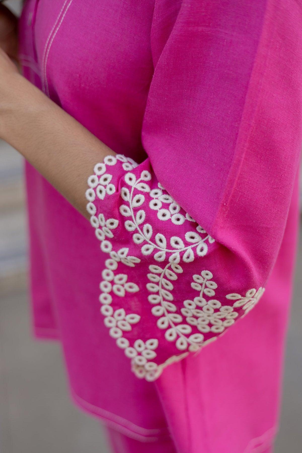 Sanditti Pink Broderie Linen Set
