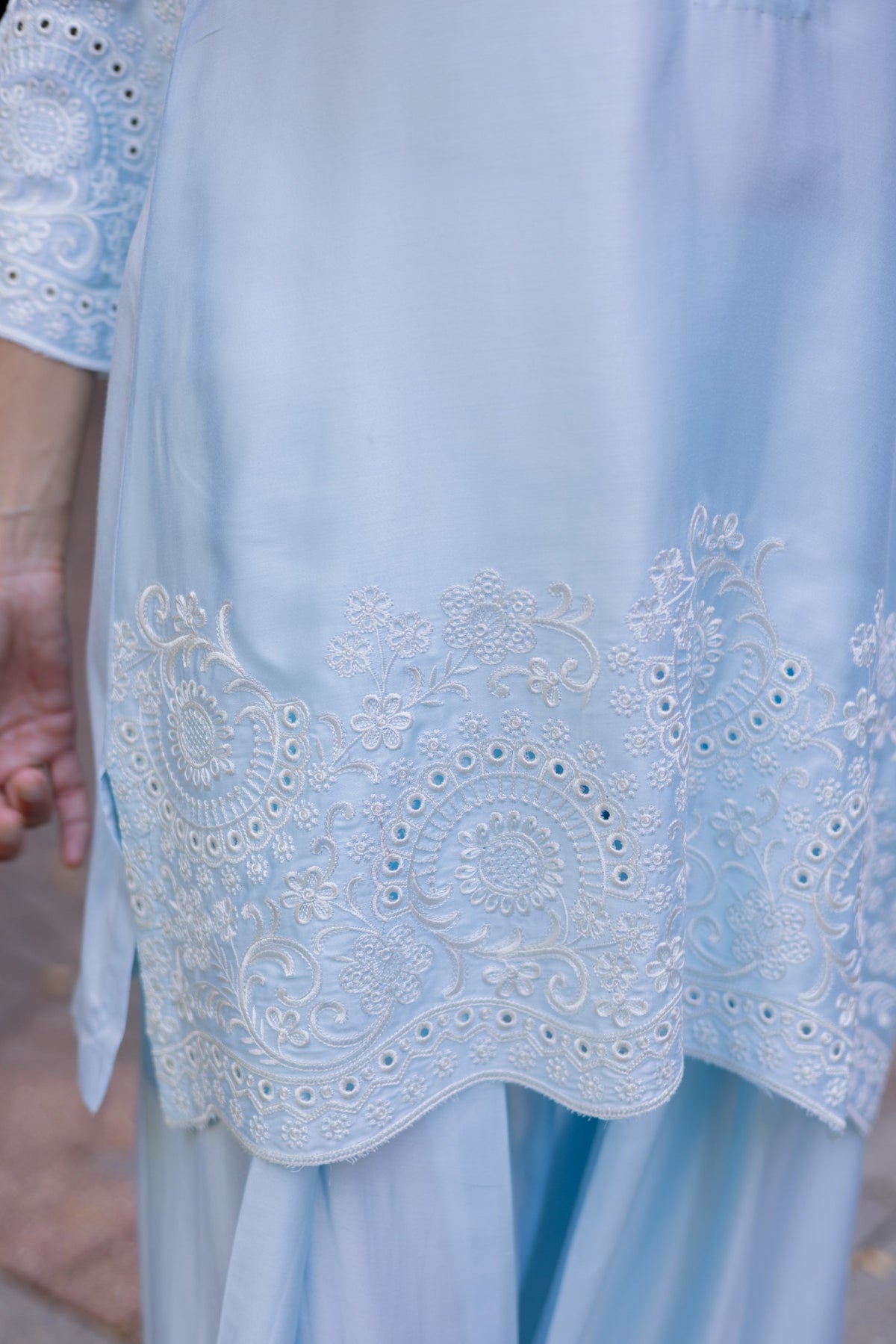 Sanditti Light Blue Embroidered Farshi Salwar Set