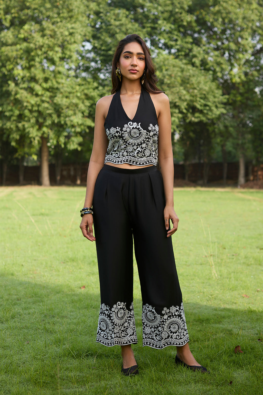 Sanditti Black Halter Broderie Set