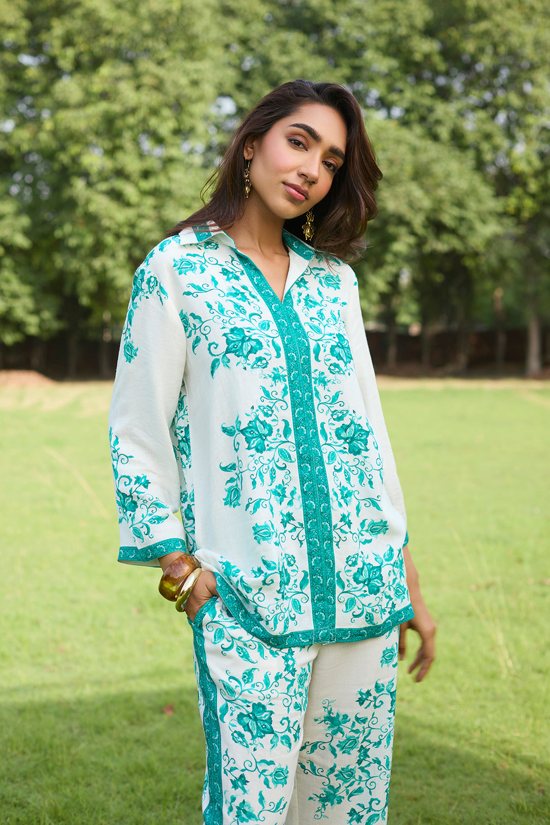 Sanditti Aqua Printed Linen Set