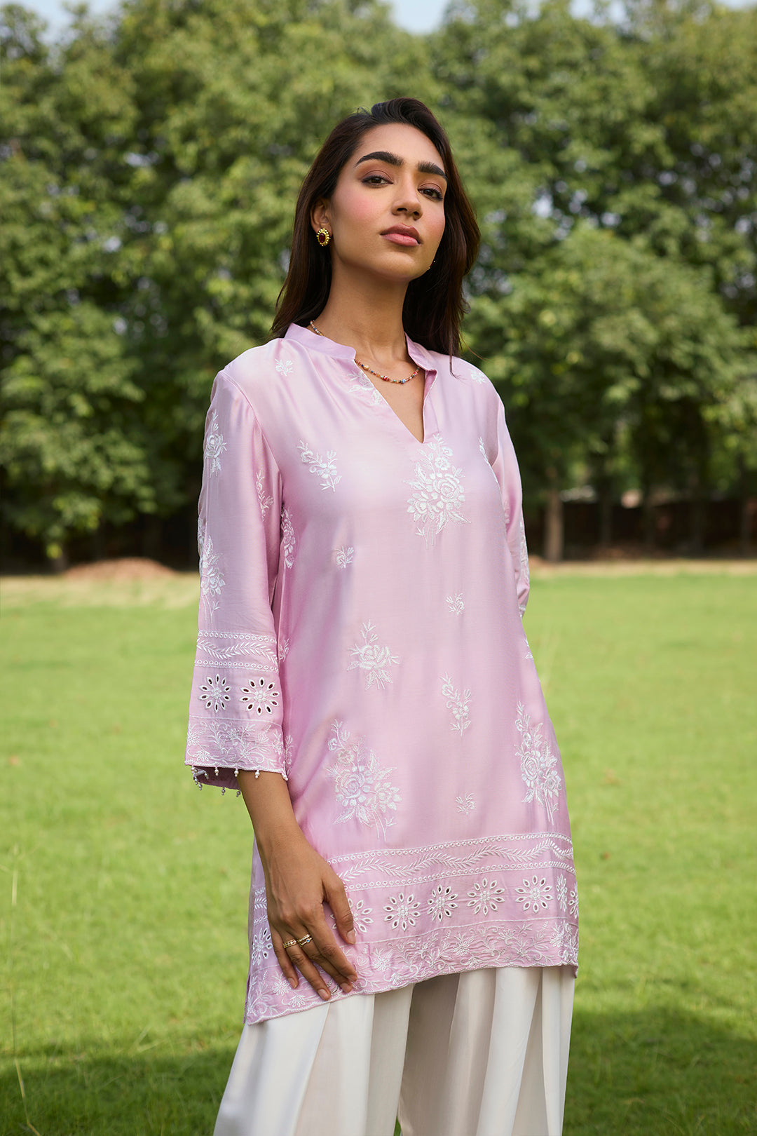 Sanditti Pink Embroidered Ombre Farshi Salwar Set