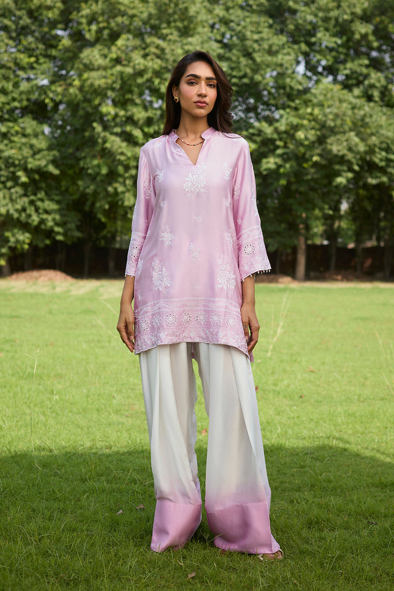 Sanditti Pink Embroidered Ombre Farshi Salwar Set