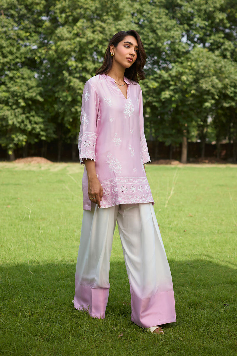 Sanditti Pink Embroidered Ombre Farshi Salwar Set