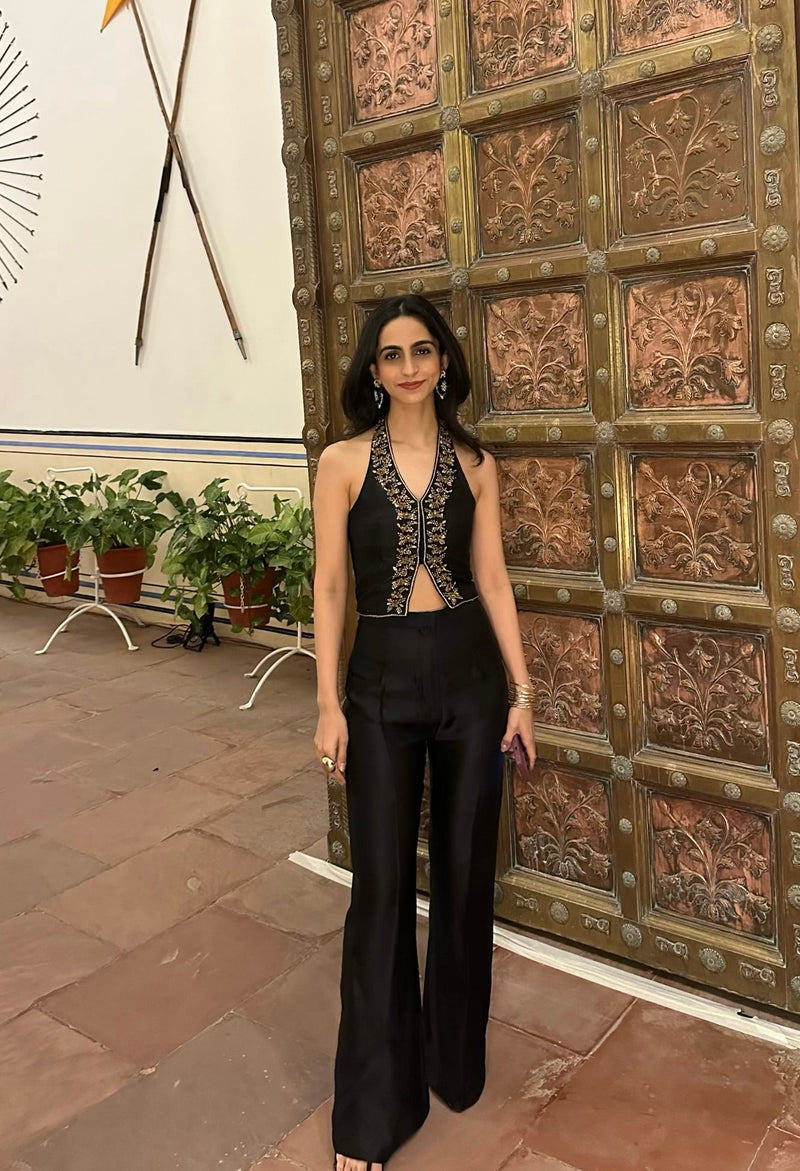 Sanditti Pure Raw Silk Hand Embroidered Waist Coat Set