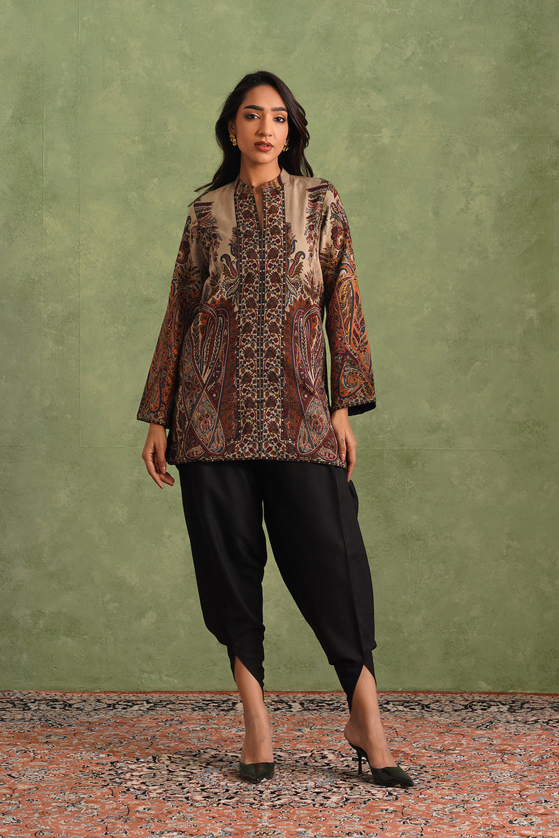 Sanditti Cream Woven Dhoti Set