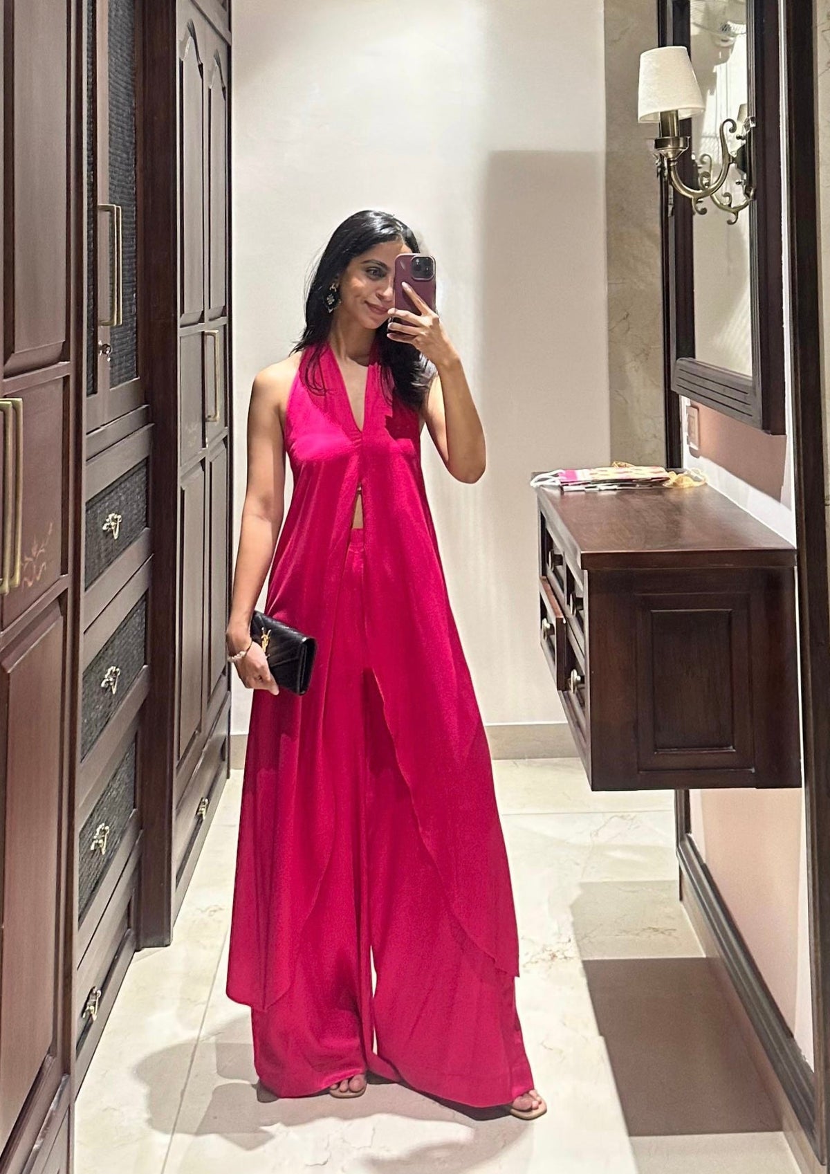 Sanditti Flowy Hot Pink Halter Set