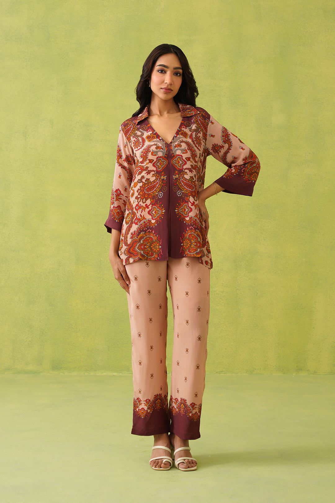 Sanditti Rust-Beige Printed Set