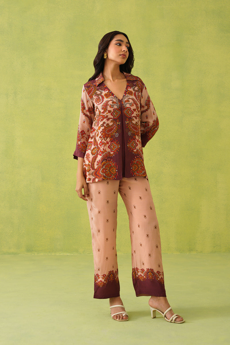 Sanditti Rust-Beige Printed Set