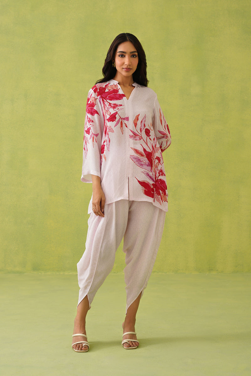 Sanditti Pink Floral Dhoti Set