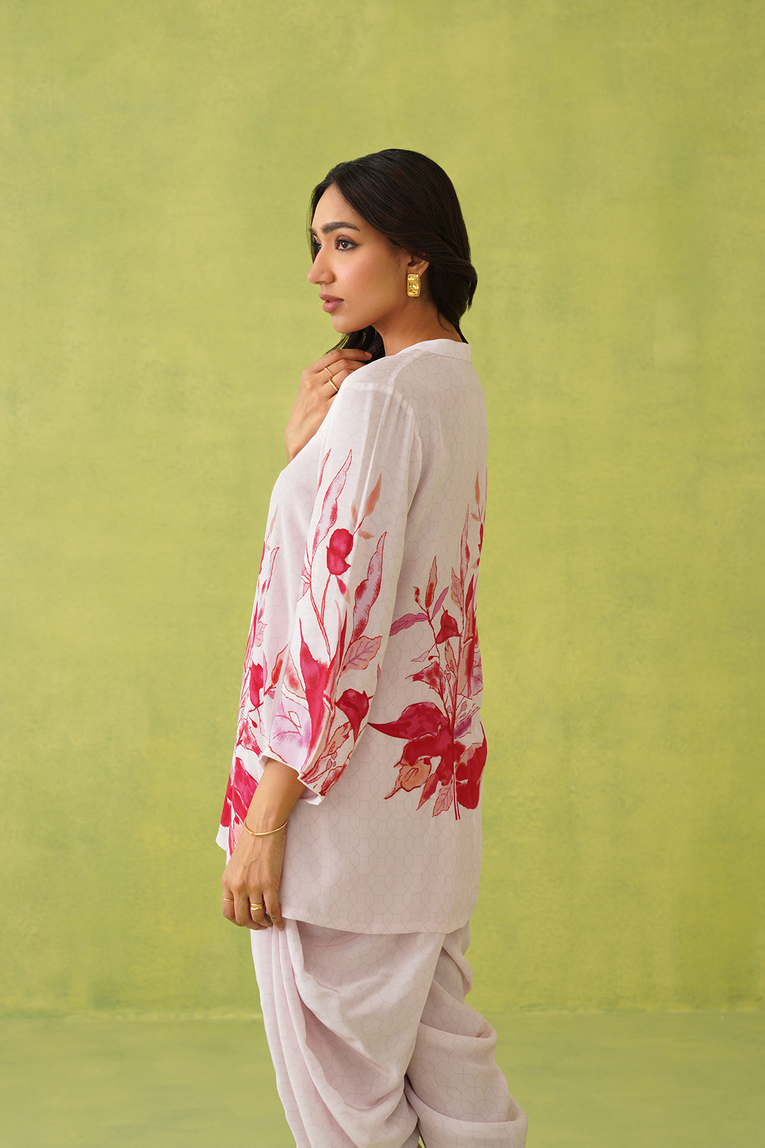 Sanditti Pink Floral Dhoti Set