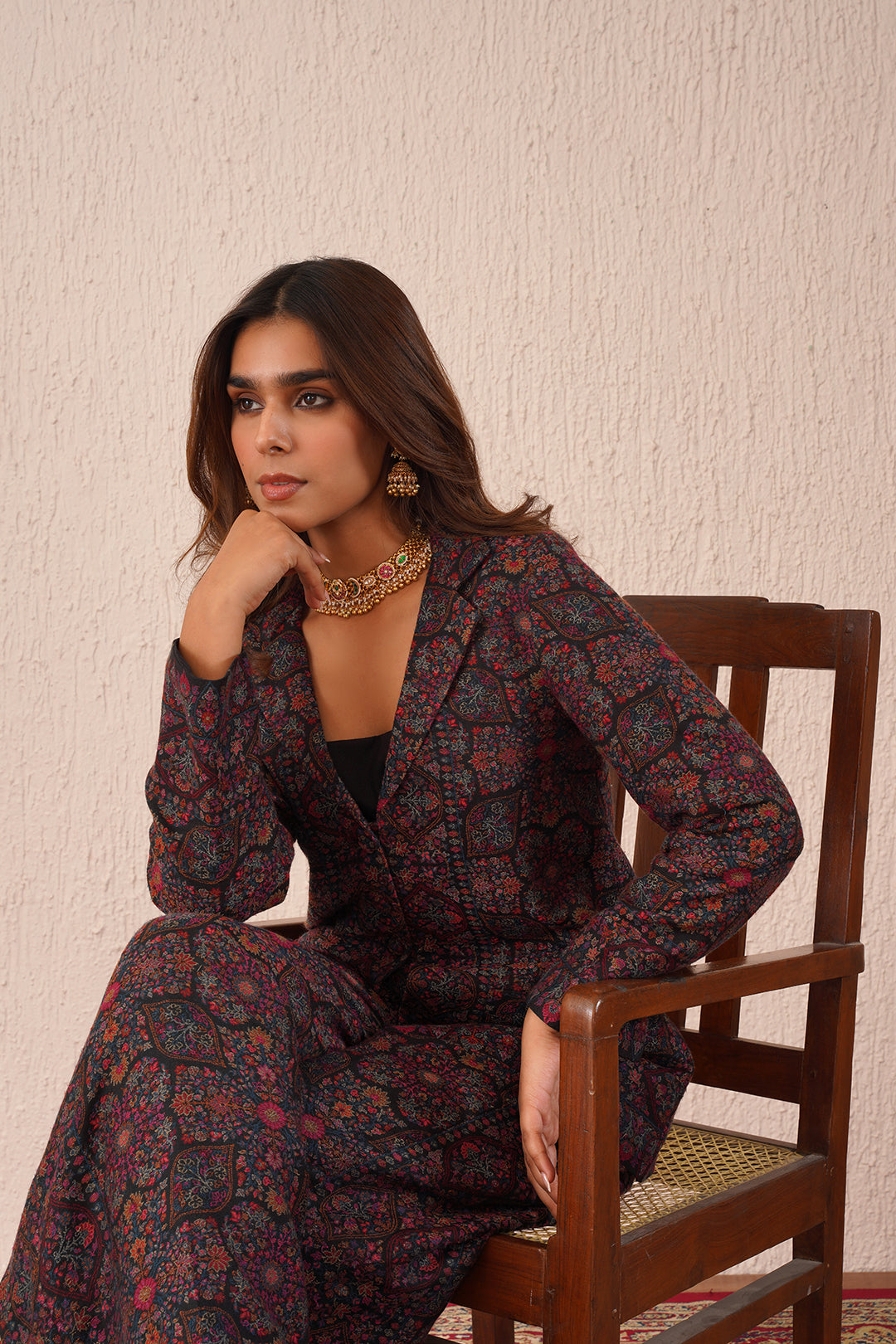 Sanditti BLACK WOVEN COAT SET