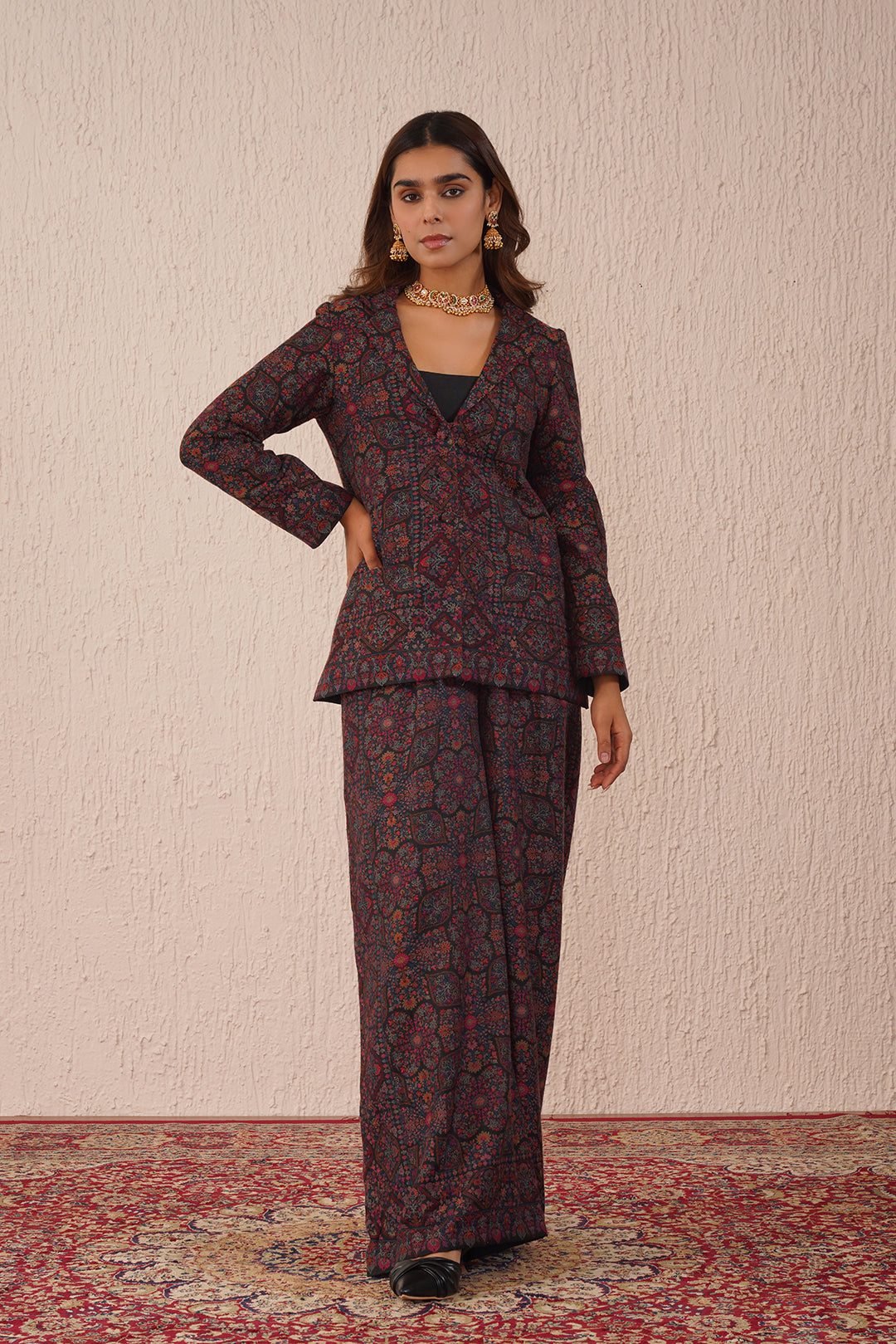 Sanditti BLACK WOVEN COAT SET