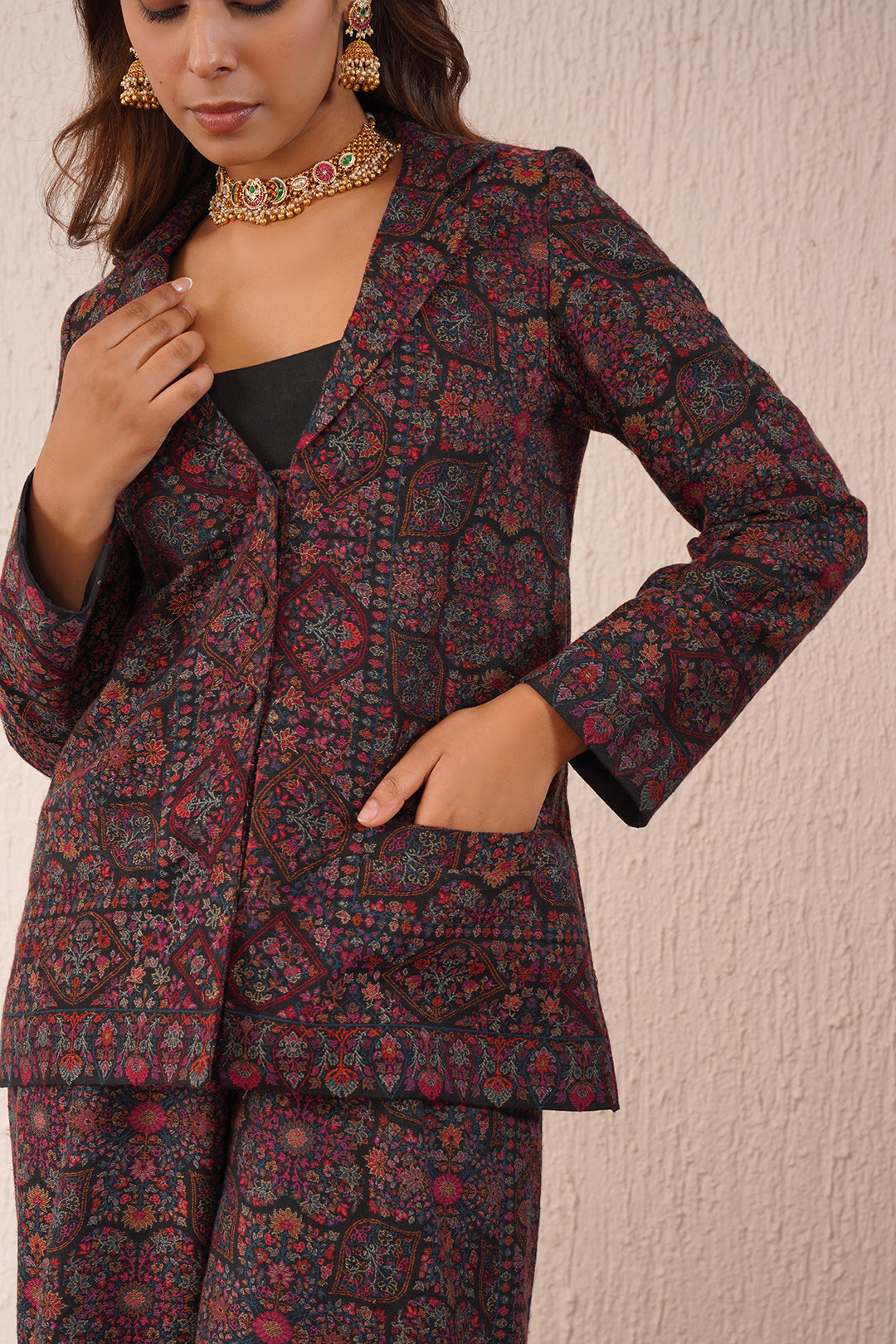 Sanditti BLACK WOVEN COAT SET