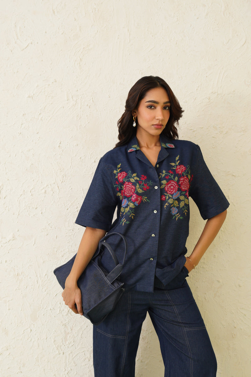 Sanditti Indigo Bloom Denim Set