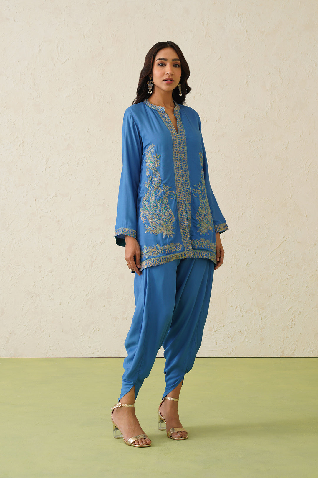 Sanditti Cobalt Paisley Dhoti Set