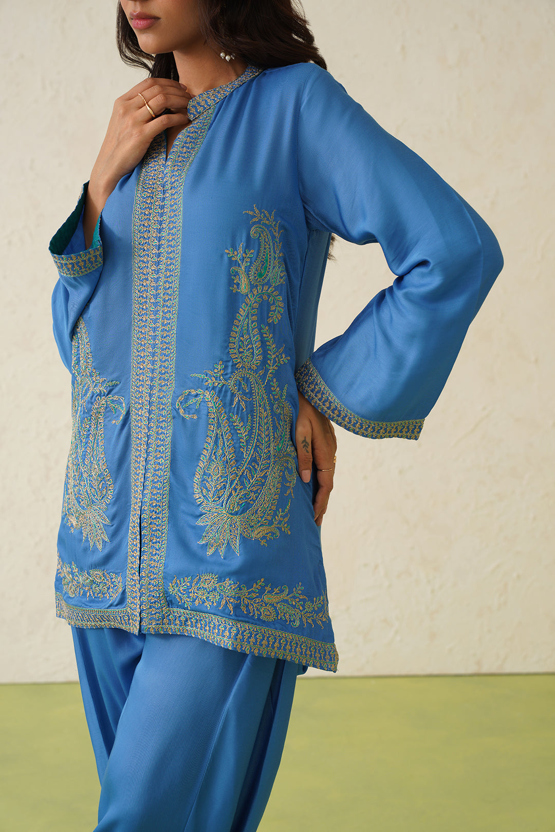 Sanditti Cobalt Paisley Dhoti Set