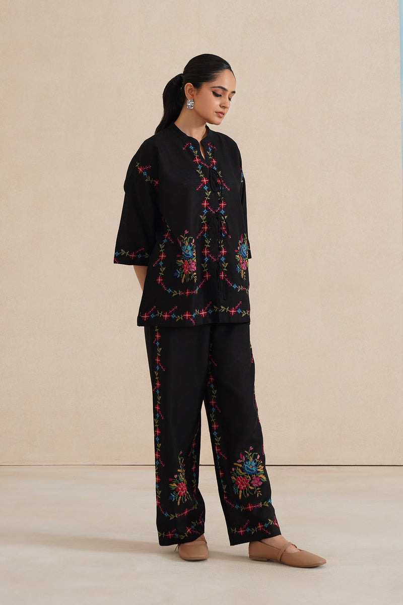 Sanditti Black Bloom Cross Stitch Co-ord Set