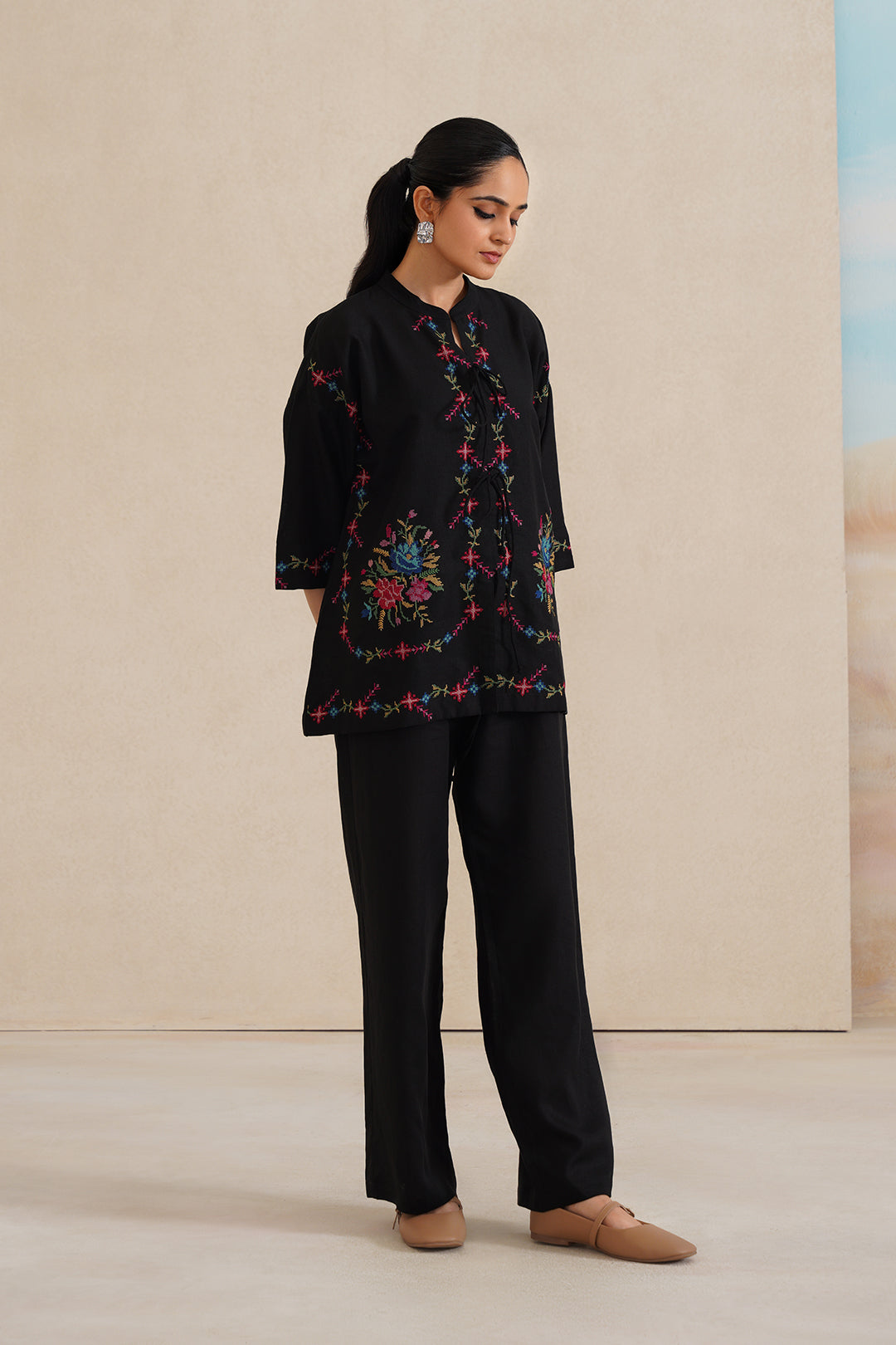 Sanditti Mehak Noir Cross Stitch Co-ord Set