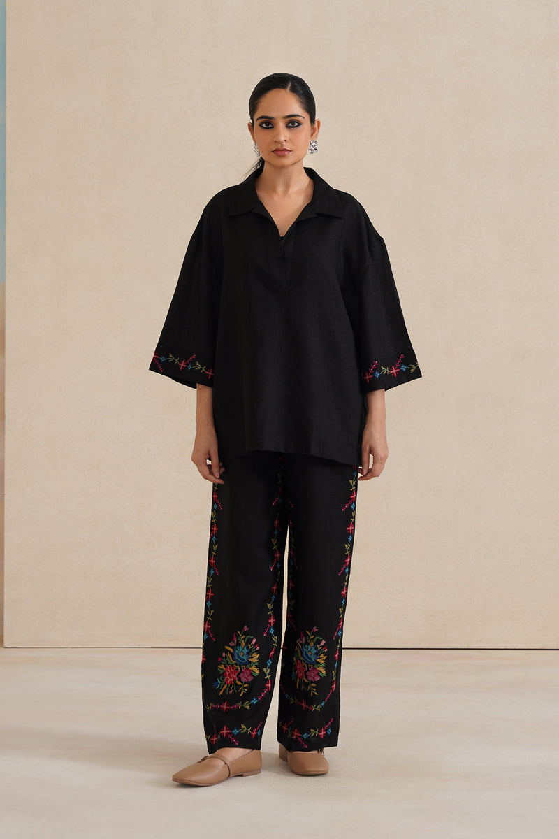 Sanditti Mehak Black Cross Stitch Co-ord Set