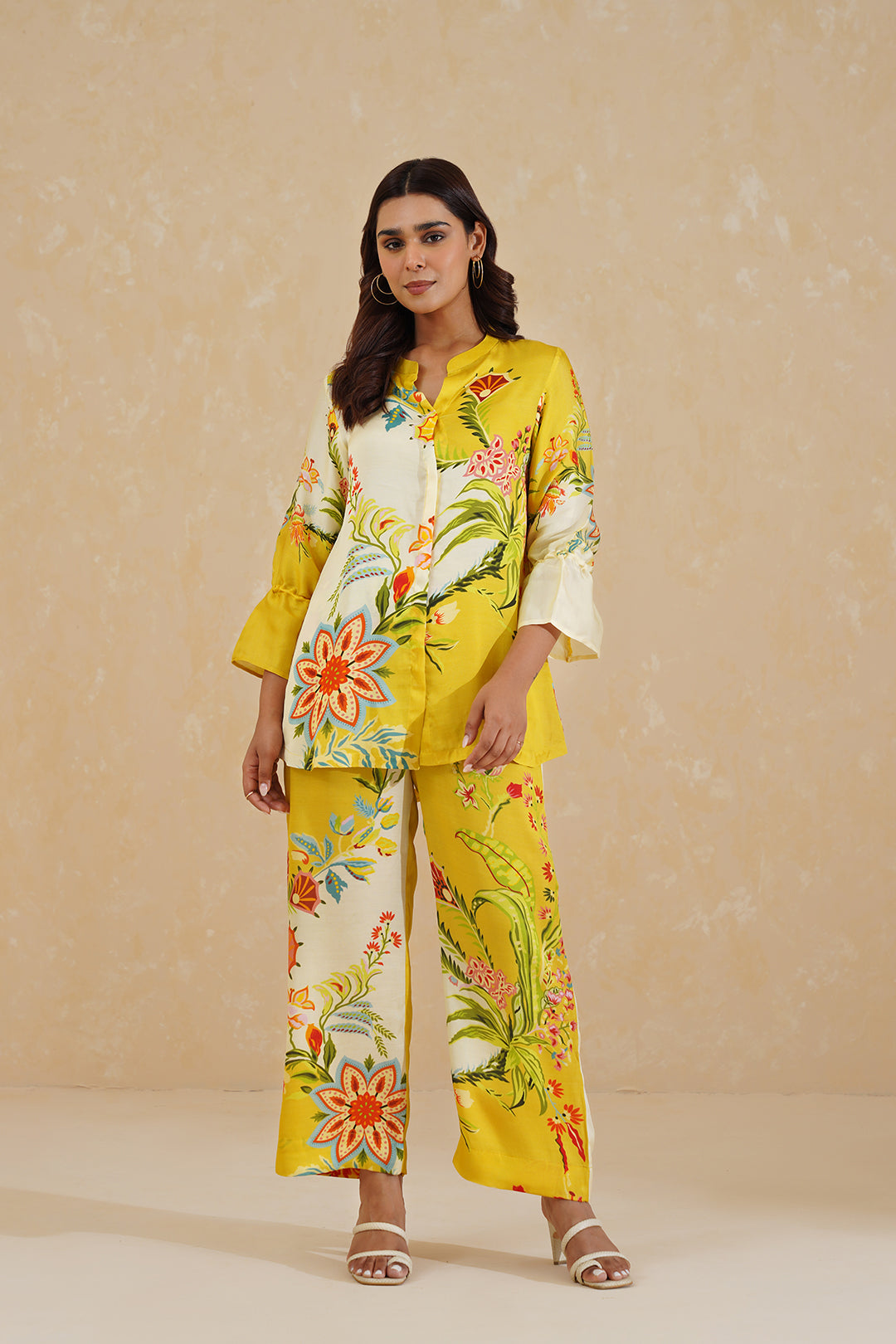 Sanditti Yellow Cream Floral Printed Co-ord Set