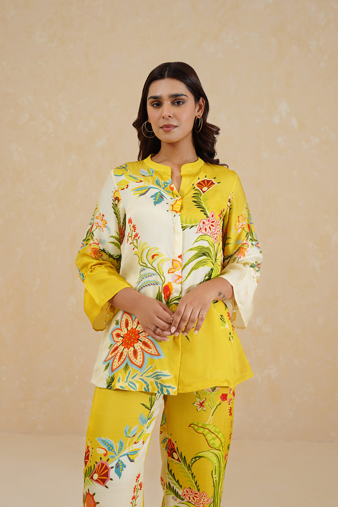Sanditti Yellow Cream Floral Printed Co-ord Set