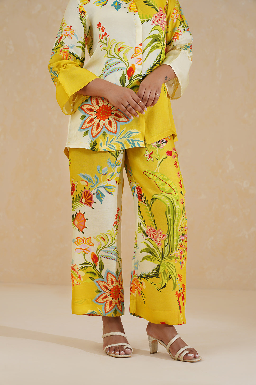 Sanditti Yellow Cream Floral Printed Co-ord Set