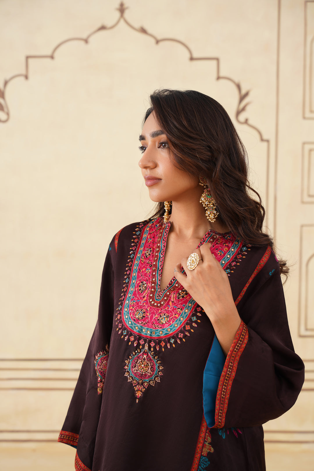 Sanditti Meher Chocolate Contrast Printed Set