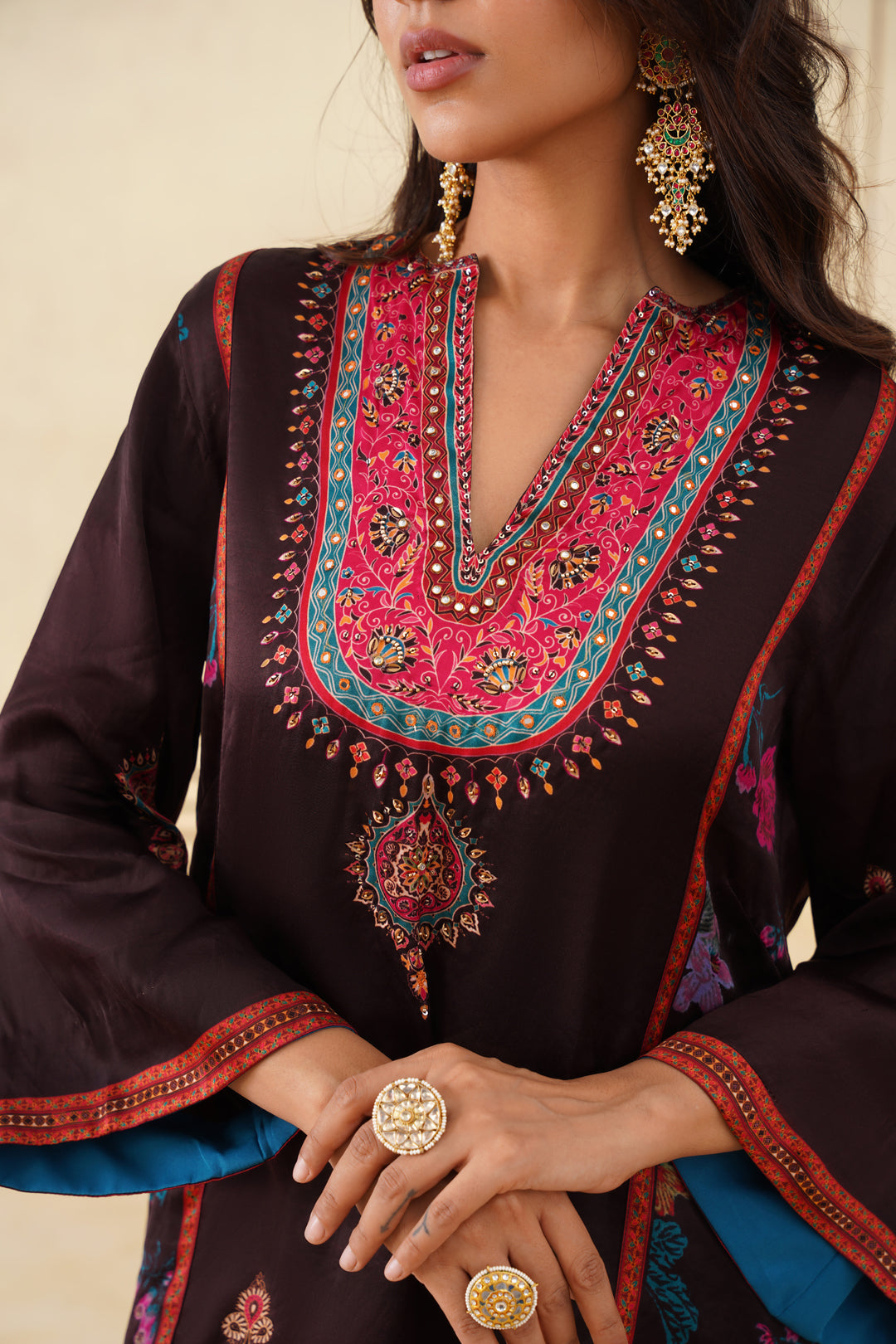 Sanditti Meher Chocolate Contrast Printed Set