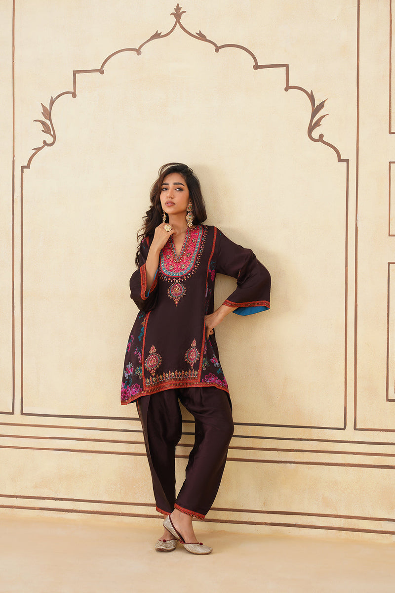 Sanditti Meher Chocolate Contrast Printed Set