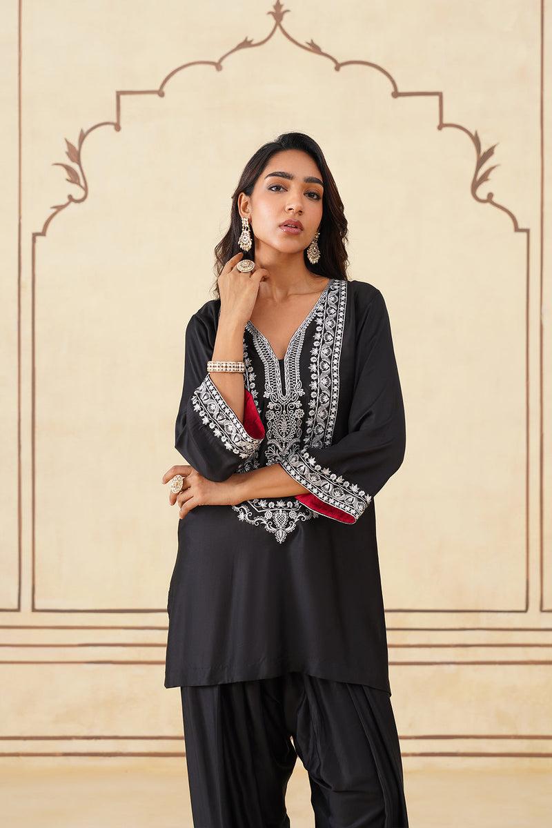 Sanditti Meher Black Embroidered Farshi Salwar Set