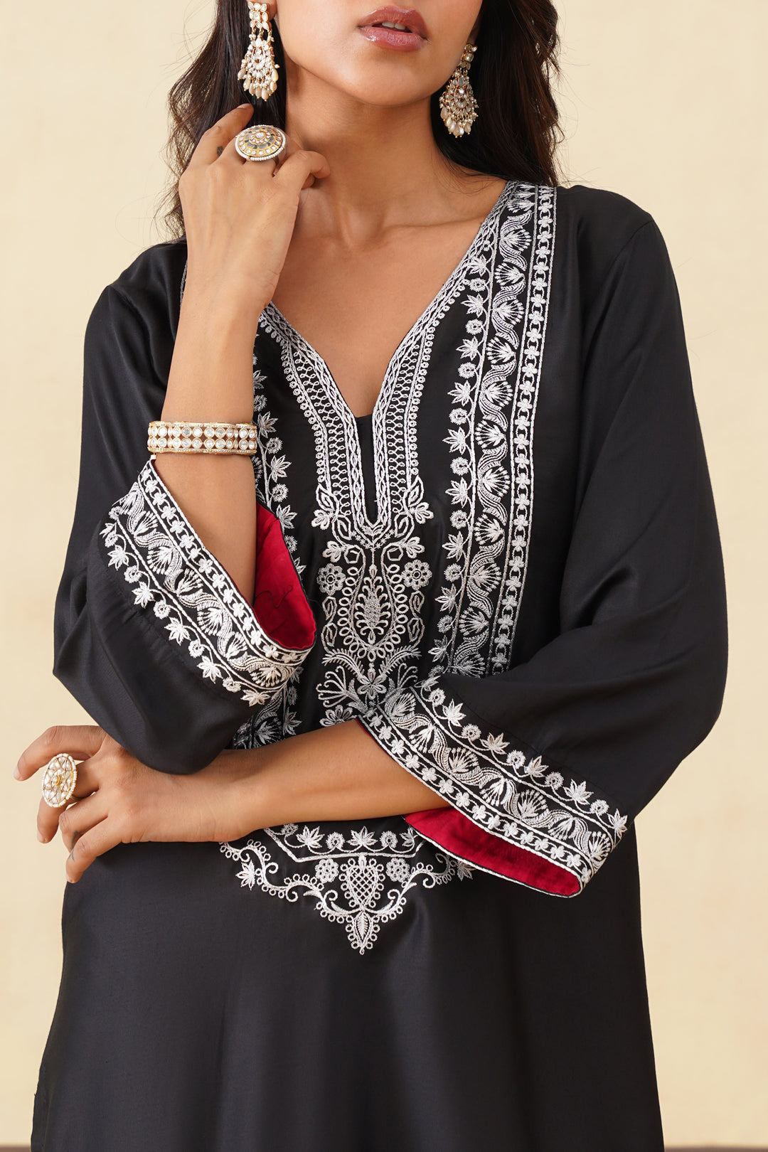 Sanditti Meher Black Embroidered Farshi Salwar Set