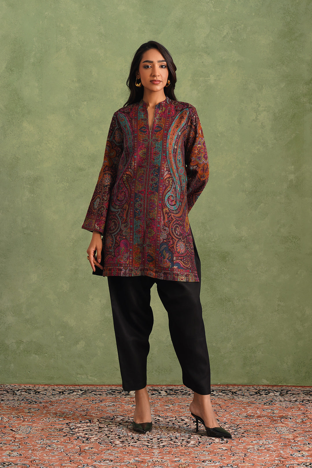 Sanditti Wine Zari Kaani Set