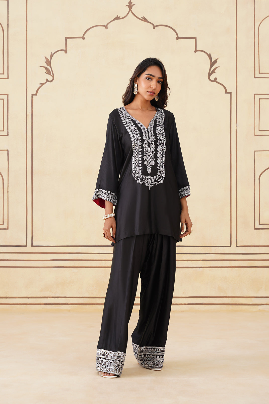 Sanditti Meher Black Embroidered Farshi Salwar Set