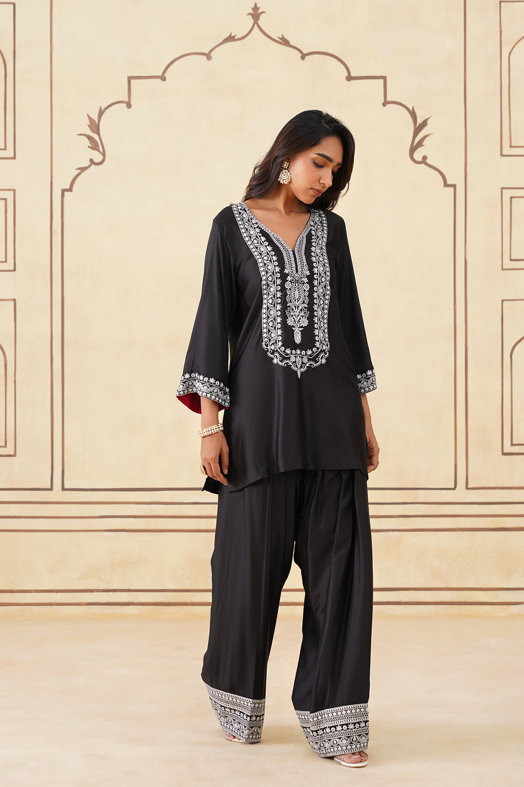 Sanditti Meher Black Embroidered Farshi Salwar Set