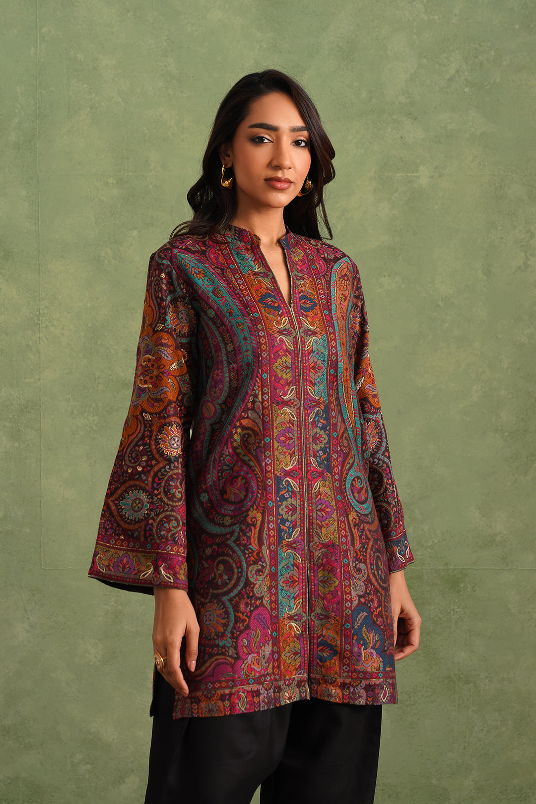 Sanditti Wine Zari Kaani Set