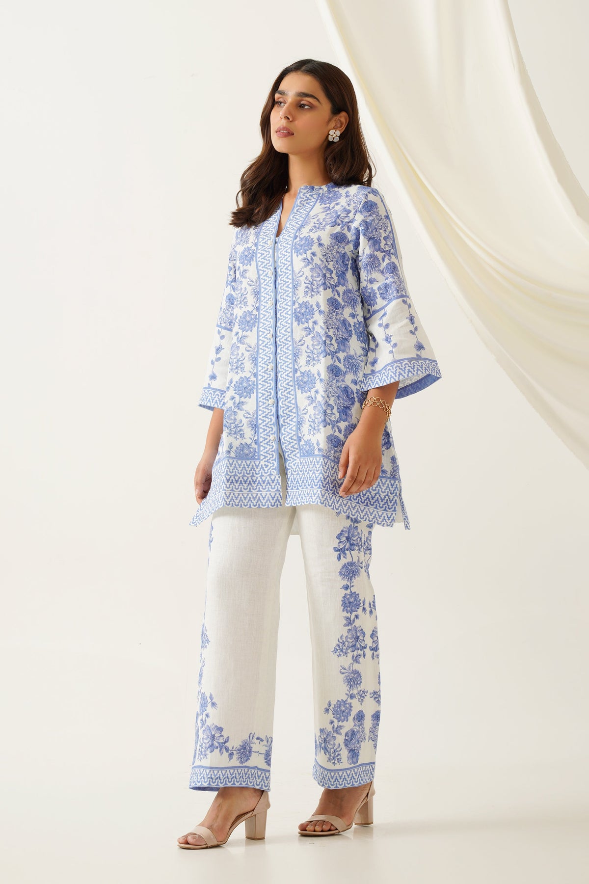 Sanditti Blue Printed Linen Set
