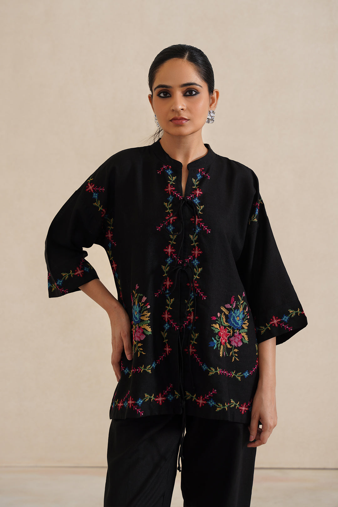 Sanditti Mehak Noir Cross Stitch Co-ord Set