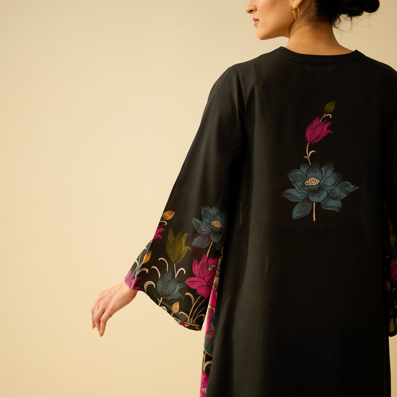 Sanditti Lily Modal Hand Embroidered Coord Set - Black