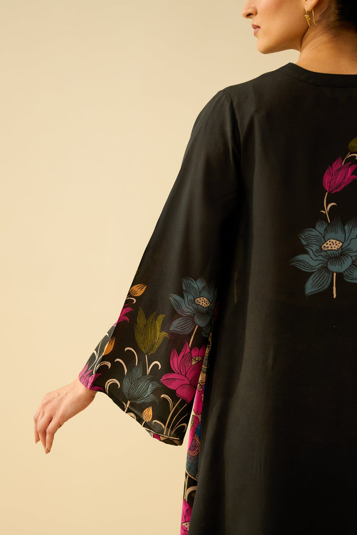 Sanditti Lily Modal Hand Embroidered Coord Set - Black