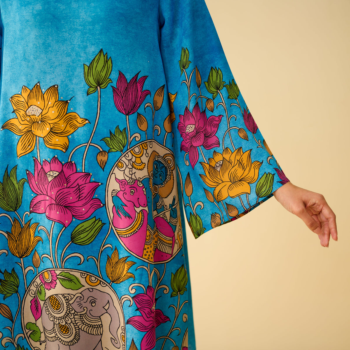 Sanditti Lily Modal Hand Embroidered Coord Set - Electric Blue