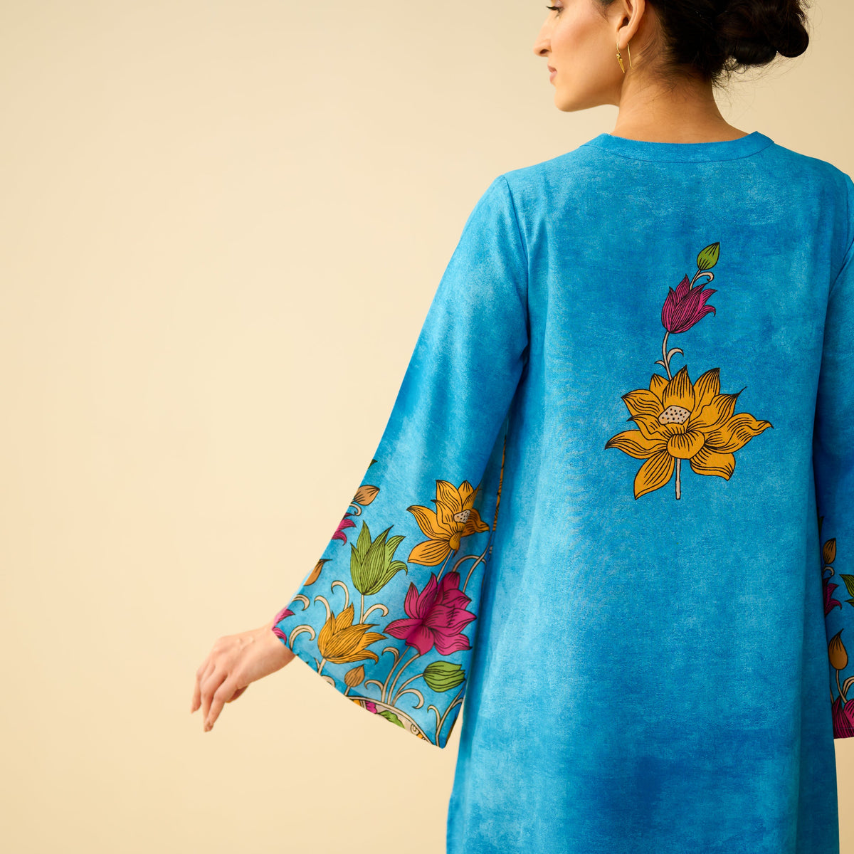 Sanditti Lily Modal Hand Embroidered Coord Set - Electric Blue