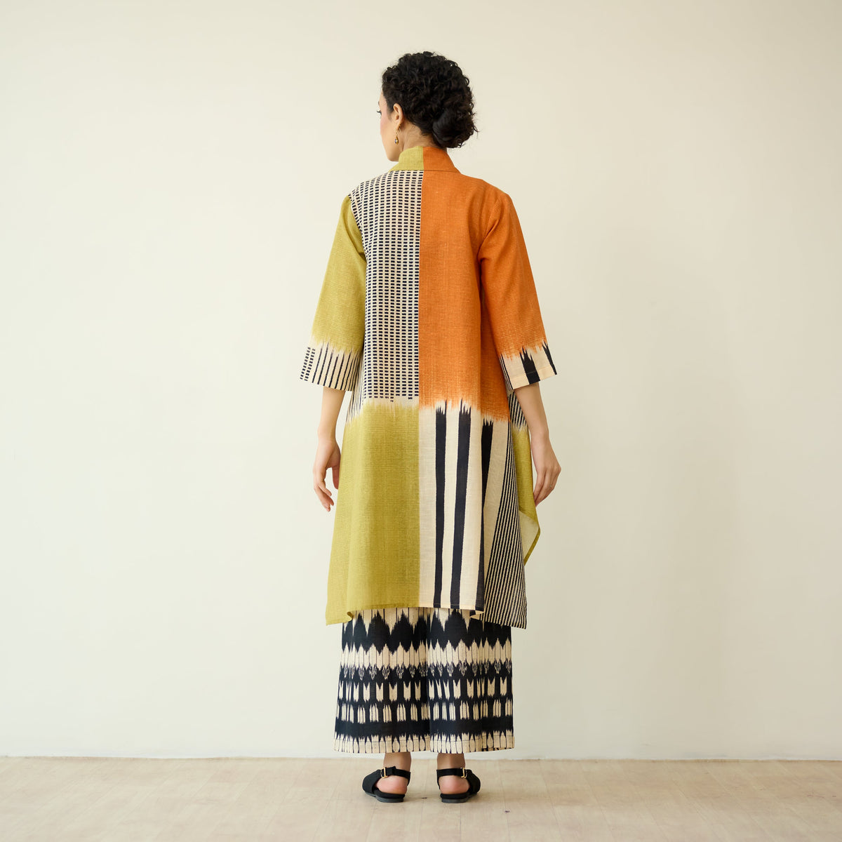 Sanditti Mix and Match Slub Cotton Shrug Set - Tangerine & Heena