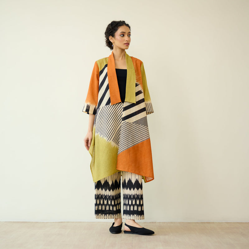 Sanditti Mix and Match Slub Cotton Shrug Set - Tangerine & Heena