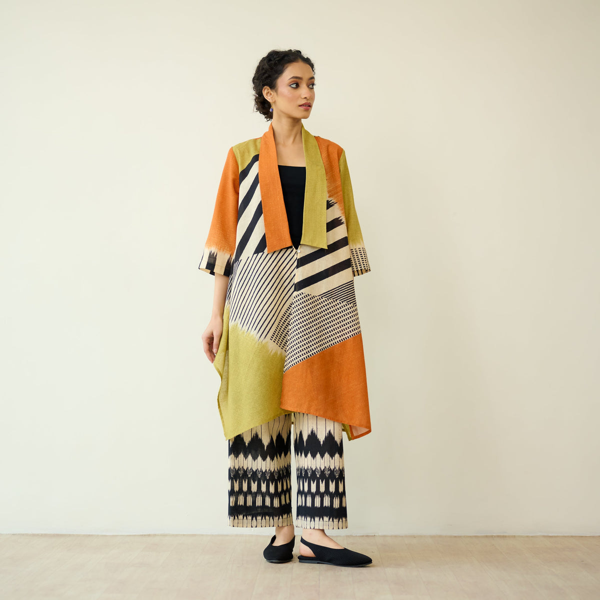 Sanditti Mix and Match Slub Cotton Shrug Set - Tangerine & Heena