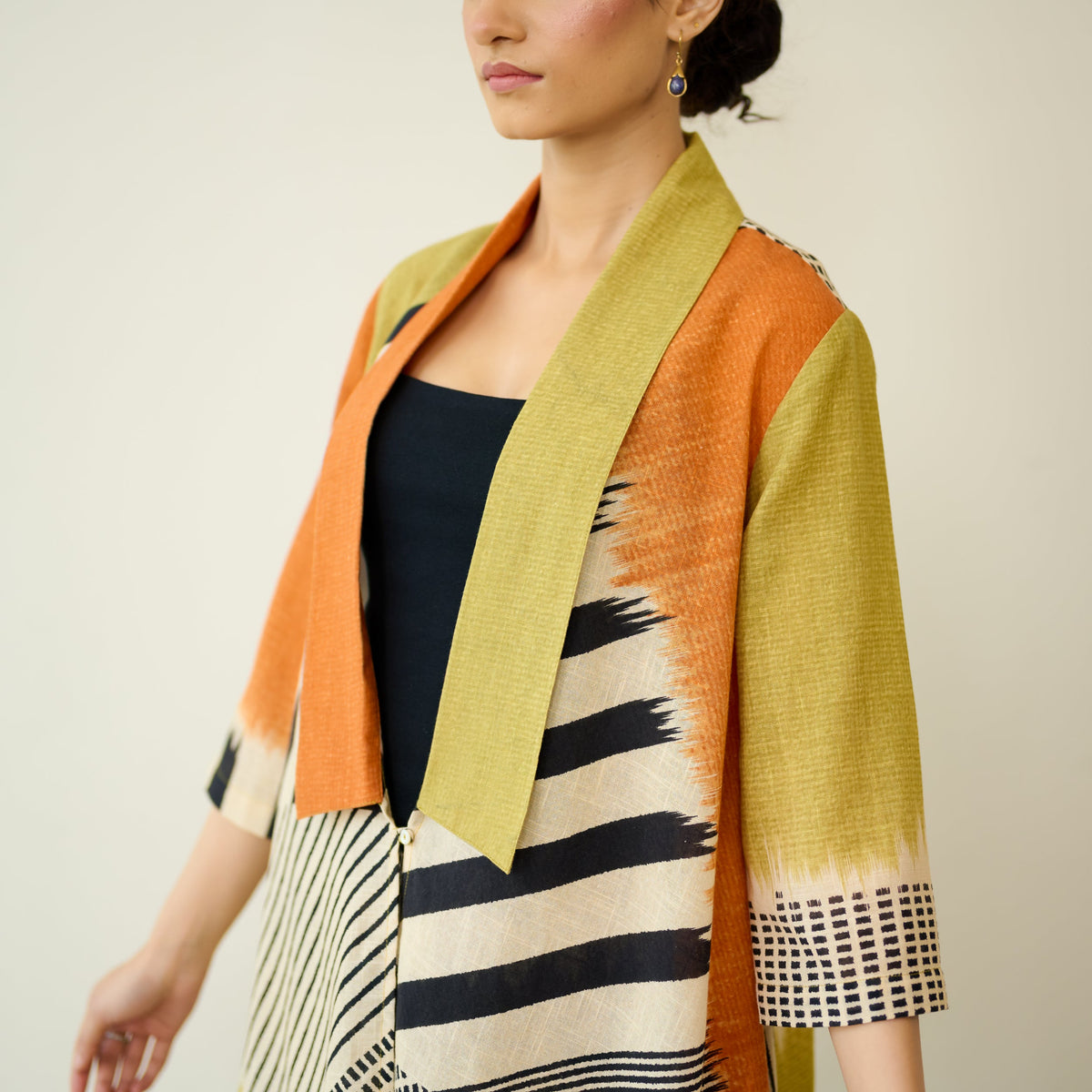 Sanditti Mix and Match Slub Cotton Shrug Set - Tangerine & Heena