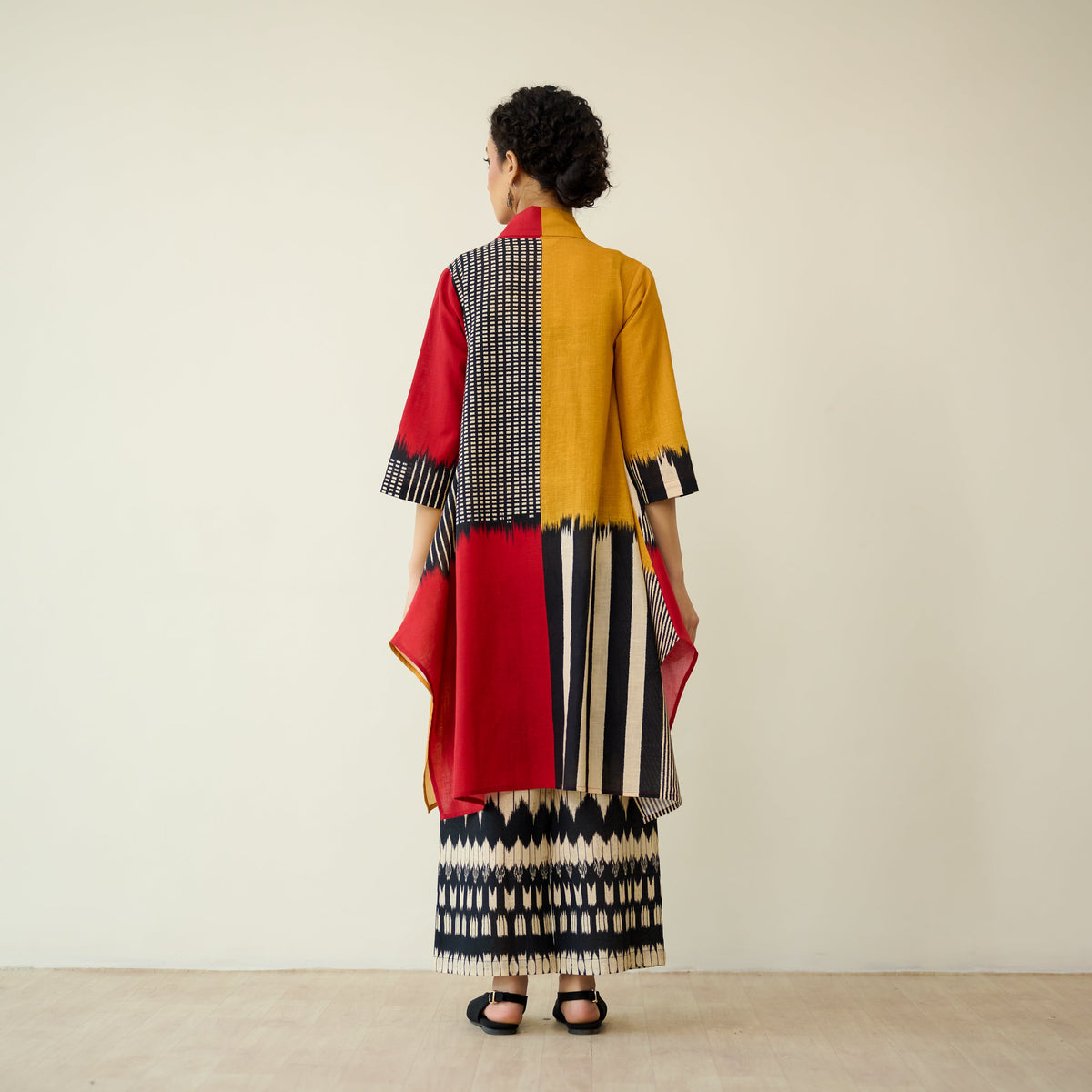 Sanditti Mix and Match Slub Cotton Shrug Set - Tomato Red & Turmeric Yellow