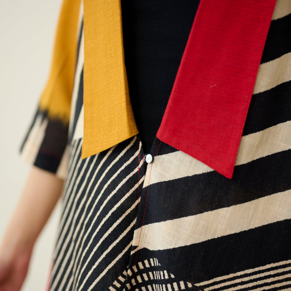 Sanditti Mix and Match Slub Cotton Shrug Set - Tomato Red & Turmeric Yellow