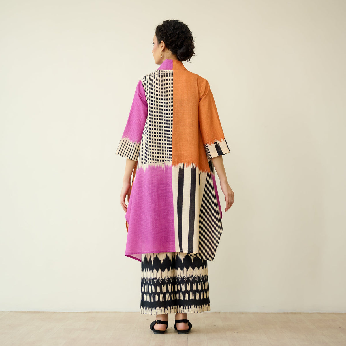 Sanditti Mix and Match Slub Cotton Shrug Set - Tangerine & Candy Pink